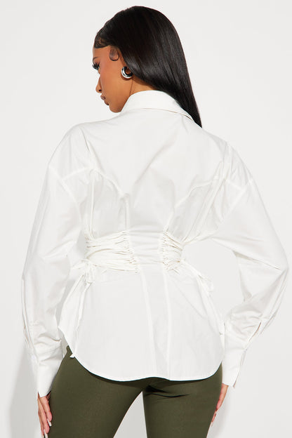 Mariana Lace Up Poplin Shirt - White