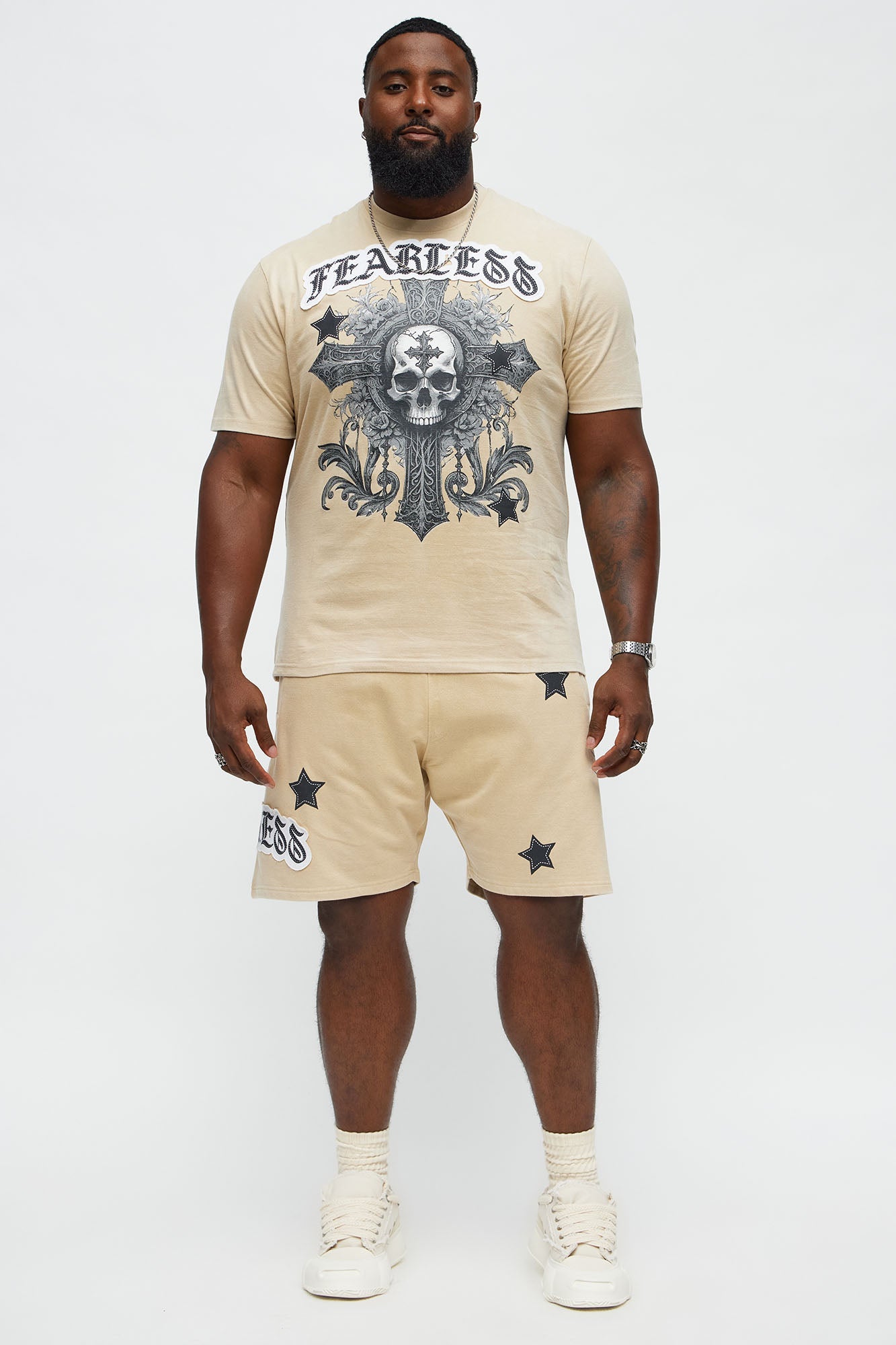 Repent And Fearless Sweatshorts - Khaki