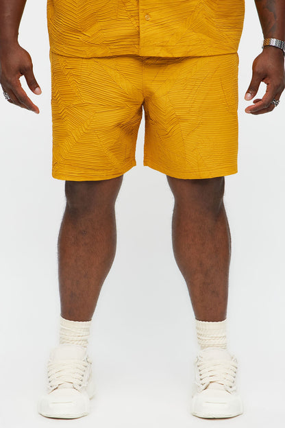 Ponce Textured Relaxed Shorts - Mustard