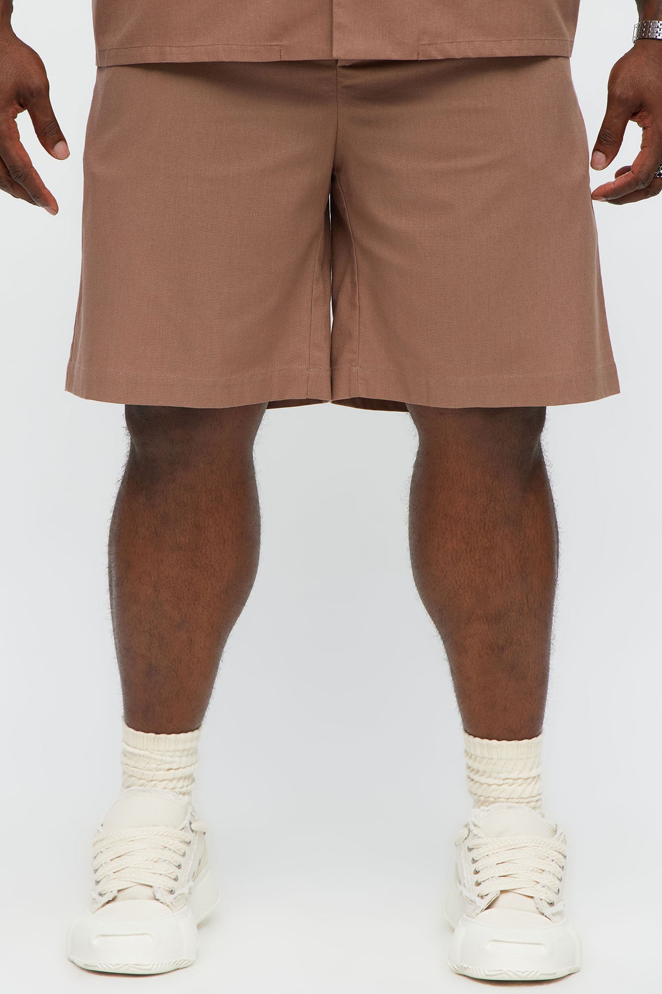 Chai Linen Like Relaxed Shorts - Brown