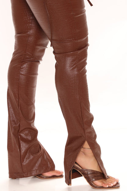 Party On PU Leather Jumpsuit - Brown