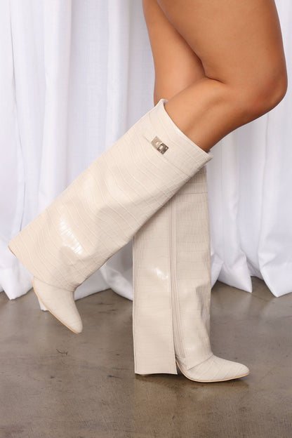 Not The Same Knee High Boots - Nude