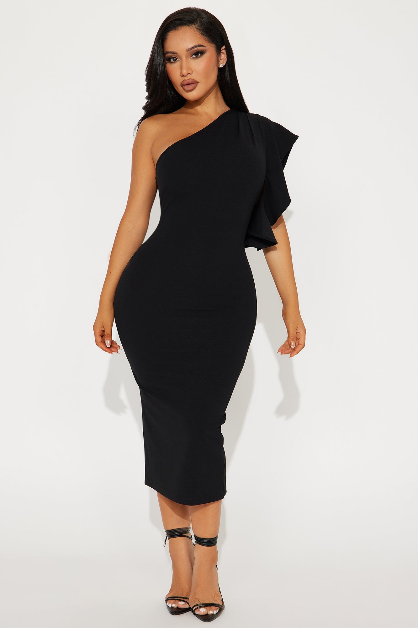See You At The Yacht Club Body Sculpting Midi Dress - Black