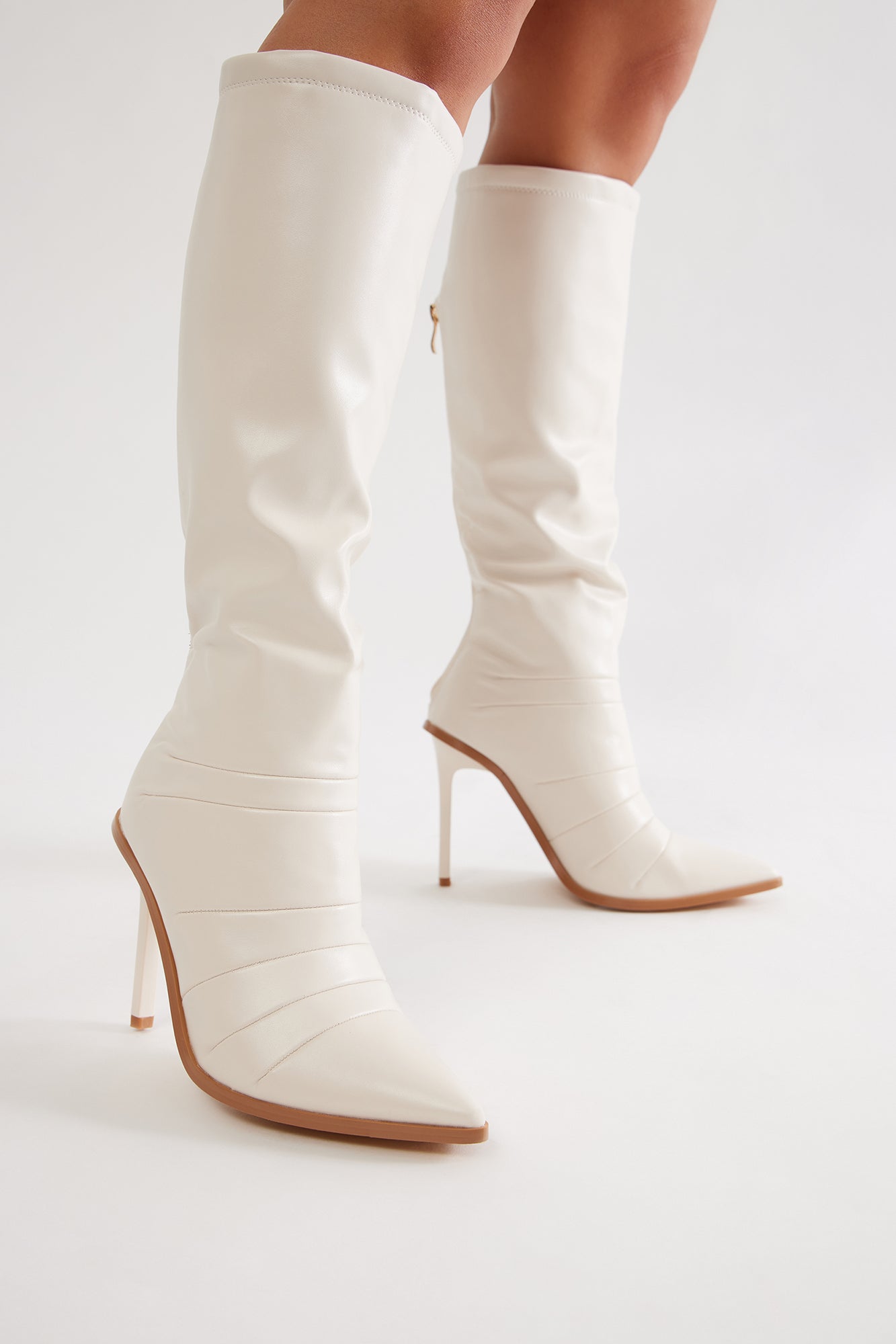 Justine Knee High Boots - Ivory