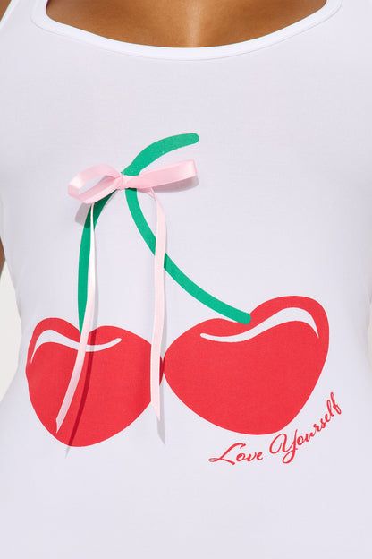 Sweet Like Cherries PJ Sleep Dress - White/combo