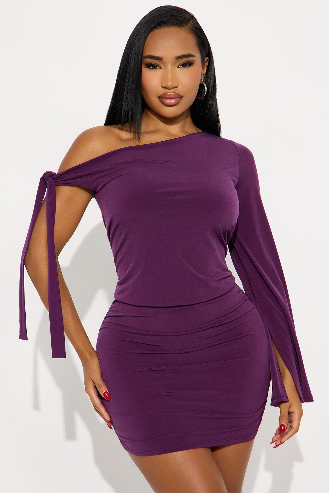 Kendall One Shoulder Mini Dress - Plum