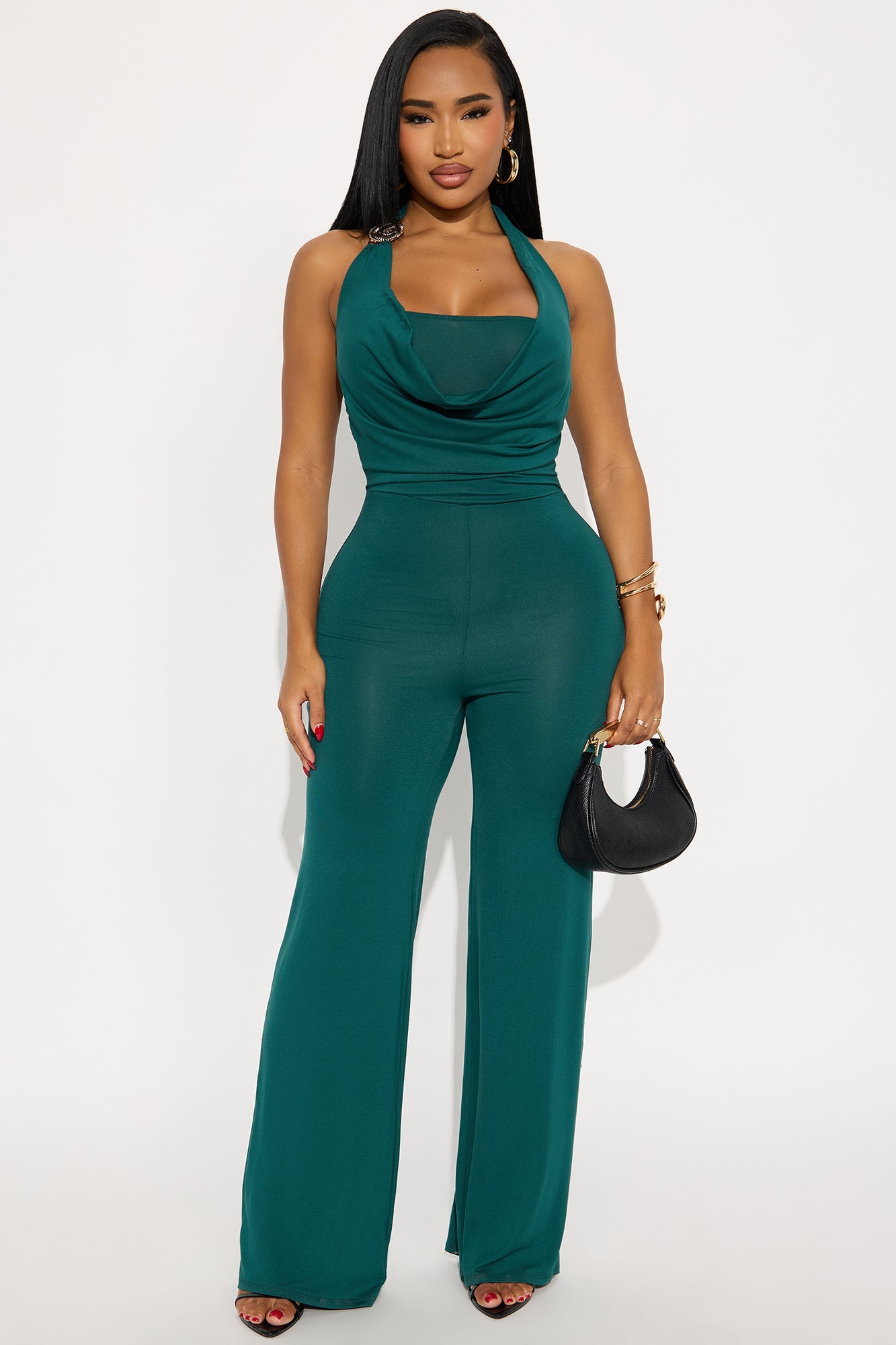 Luna Halter Wide Leg Jumpsuit - Hunter
