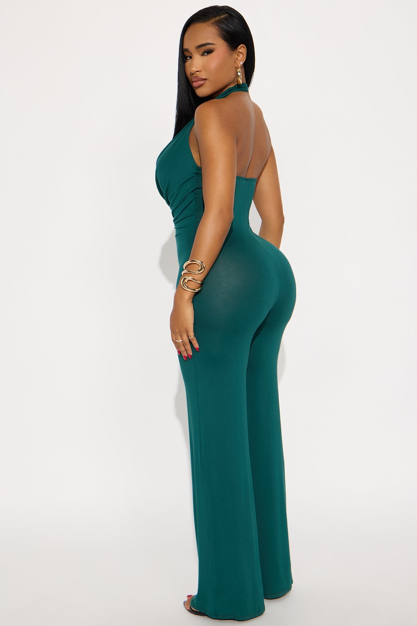 Luna Halter Wide Leg Jumpsuit - Hunter