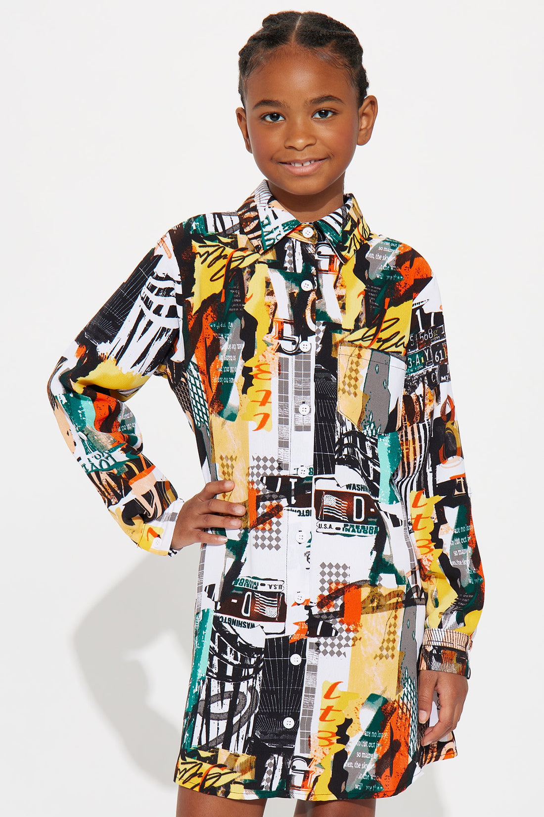 Mini Big News Mini Shirt Dress - Multi Color