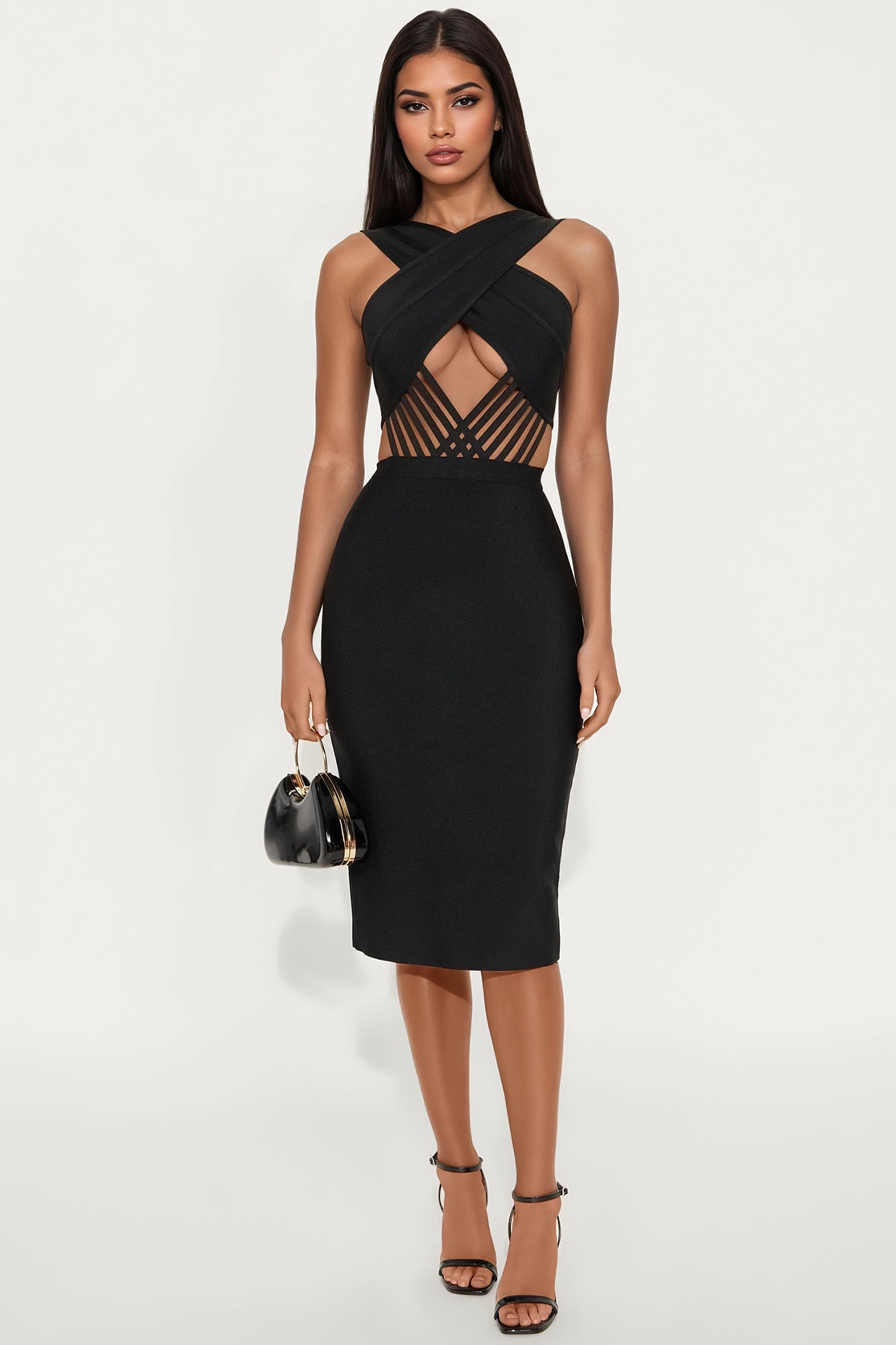 Match Maker Bandage Midi Dress - Black