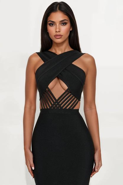 Match Maker Bandage Midi Dress - Black