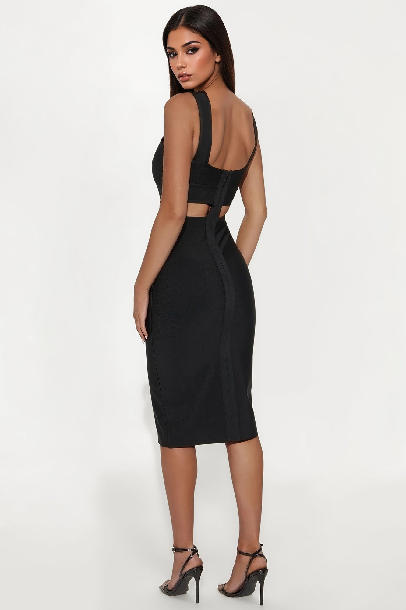 Match Maker Bandage Midi Dress - Black