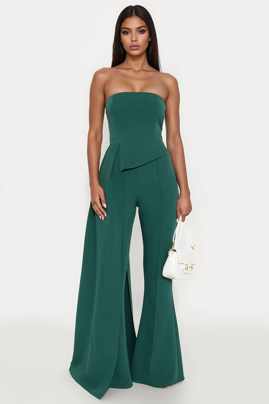 Belinda Draped Flare Leg Jumpsuit - Hunter