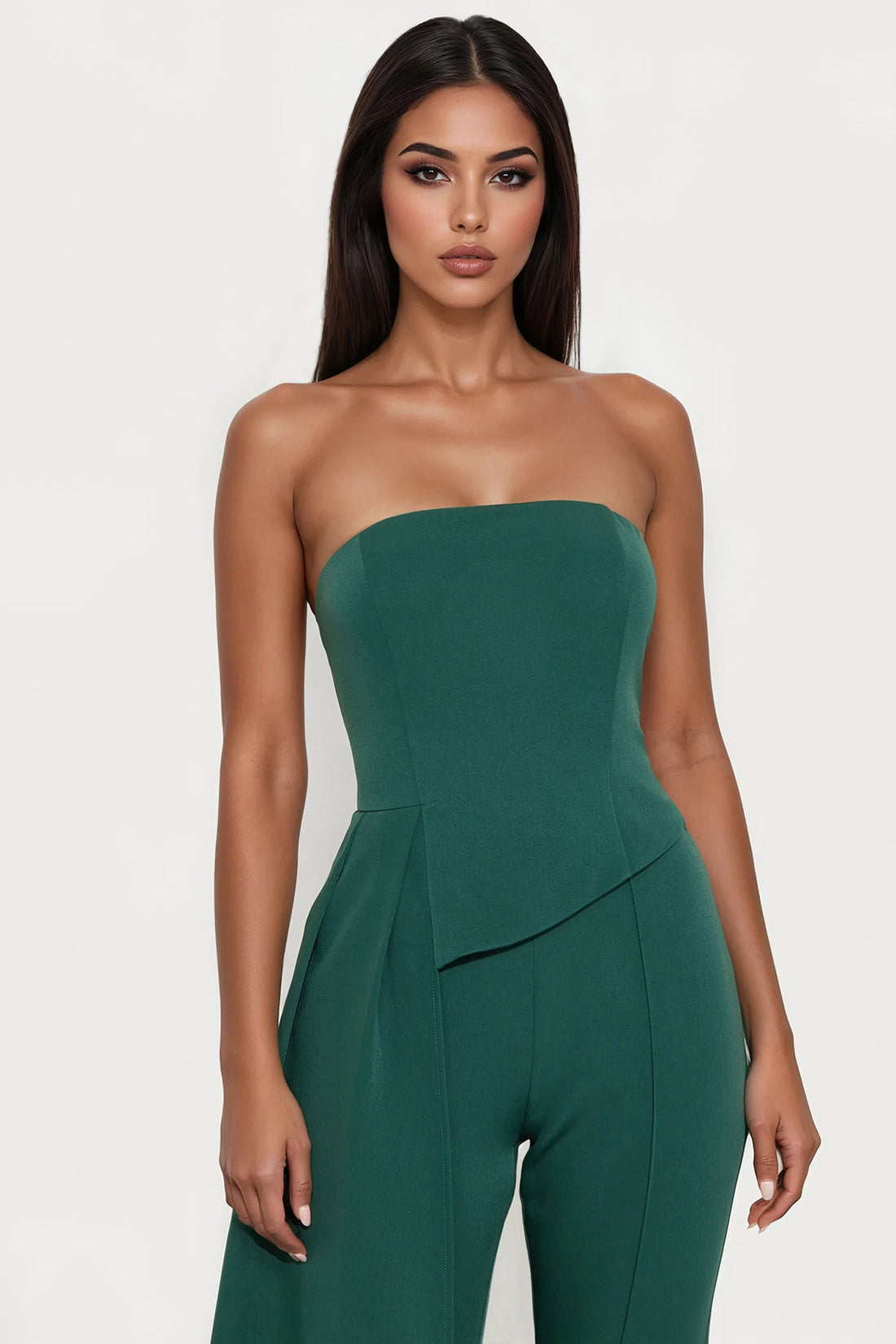 Belinda Draped Flare Leg Jumpsuit - Hunter