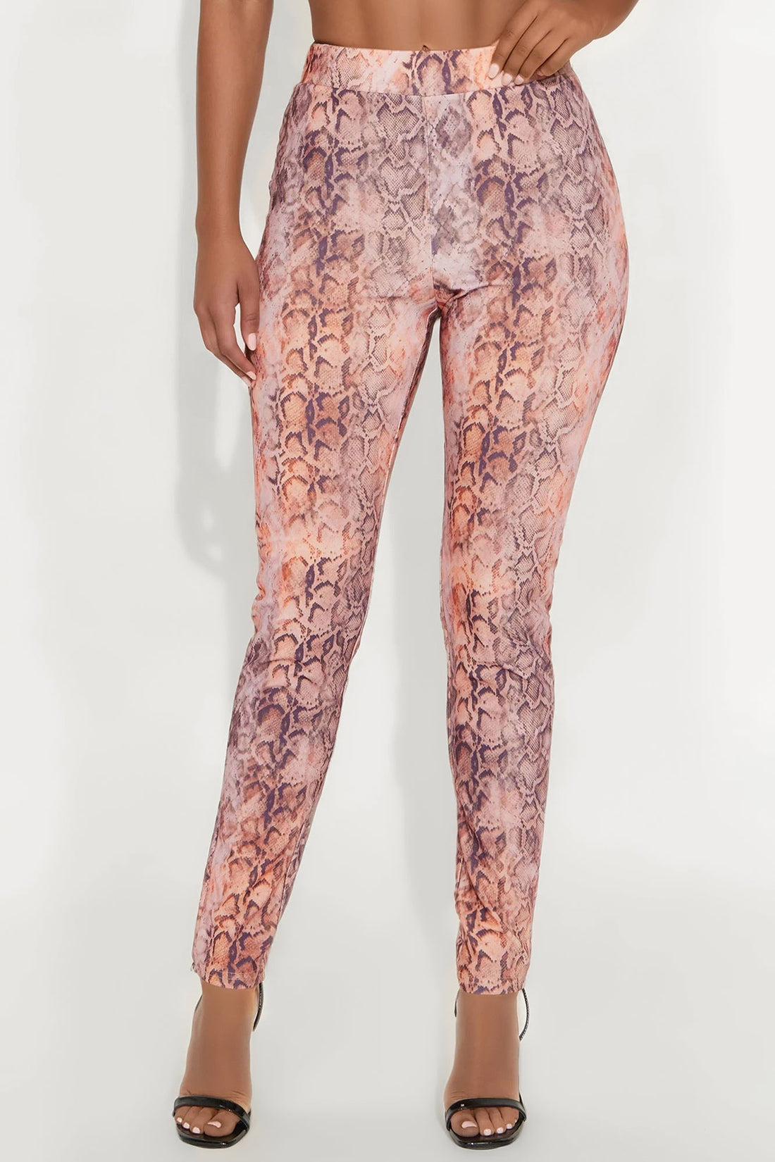 Wild One Snakeskin Skinny Pull On Pant - Rust