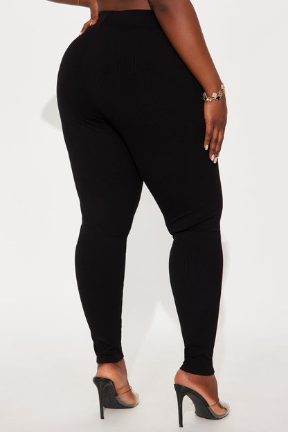 Tory Rib Heavy Contoured High Waisted Legging - Black
