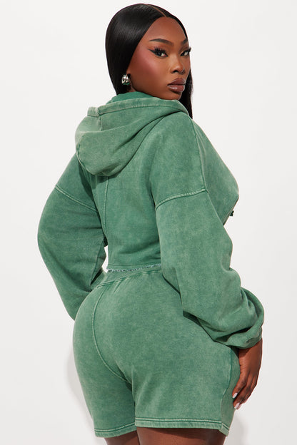 On The Go Fleece Short Set - Hunter Green
