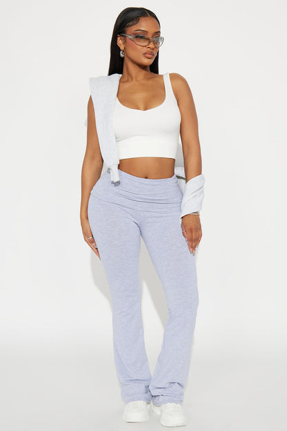 Adriana Foldover Flare Pant - Heather Grey
