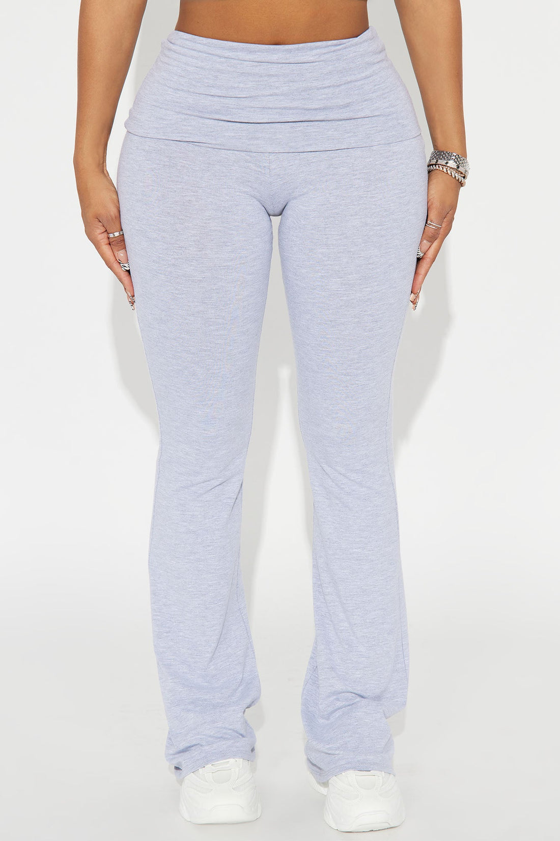 Adriana Foldover Flare Pant - Heather Grey
