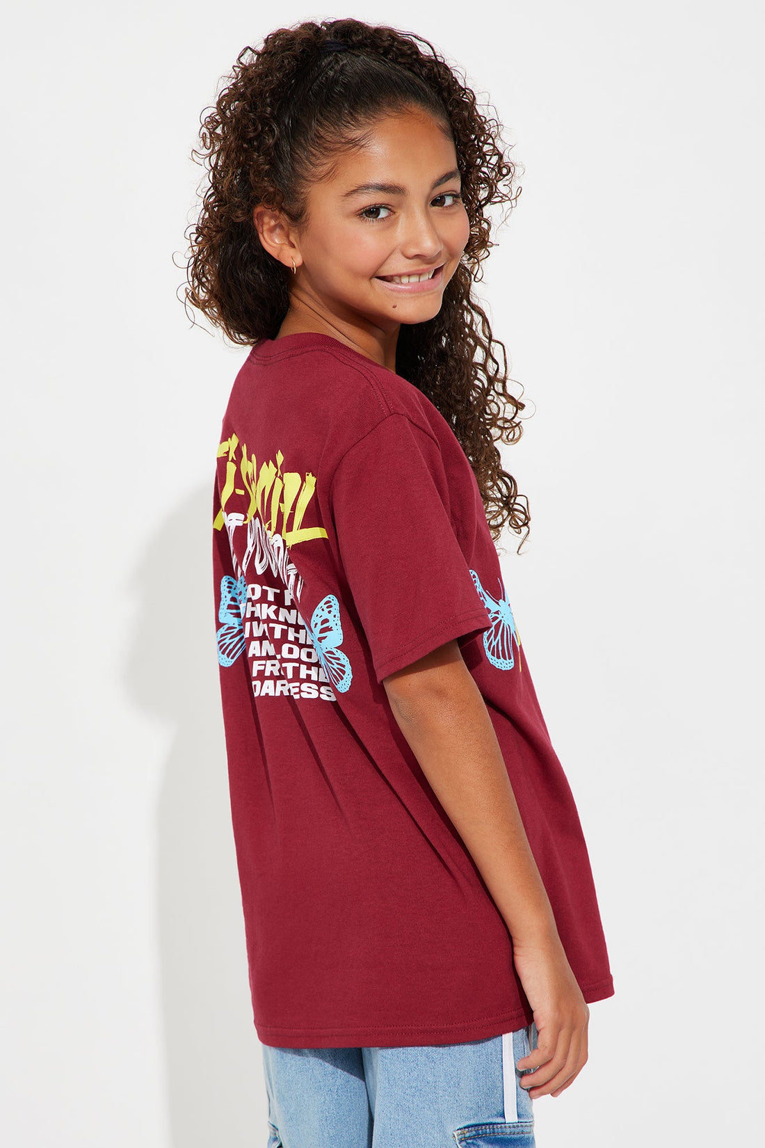 Mini Anti Social Energy Graphic Tee - Burgundy