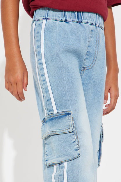 Mini No Matter What Cargo Jeans - Medium Wash