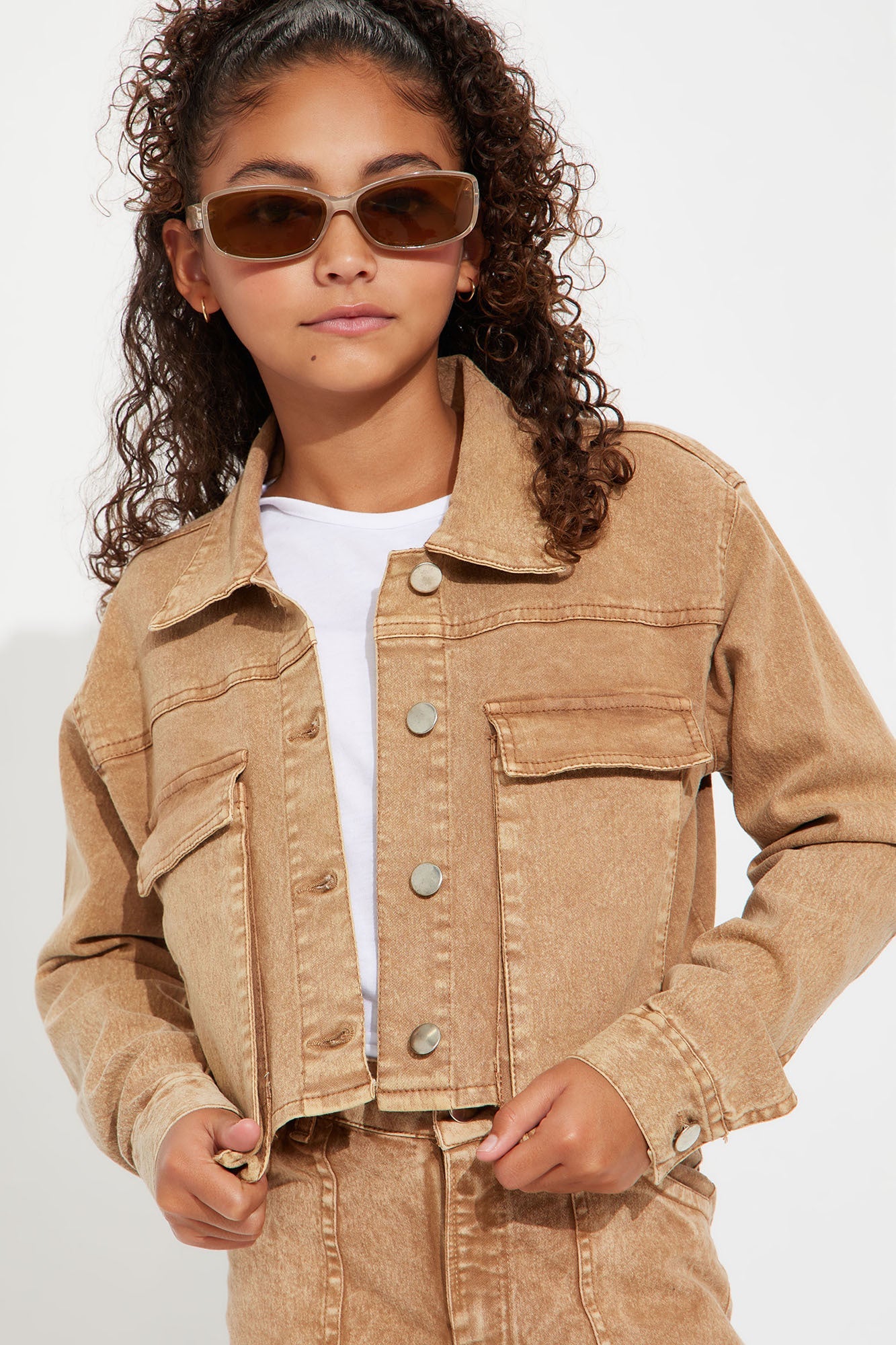 Mini Stacy Mineral Wash Cropped Cargo Jacket - Rust