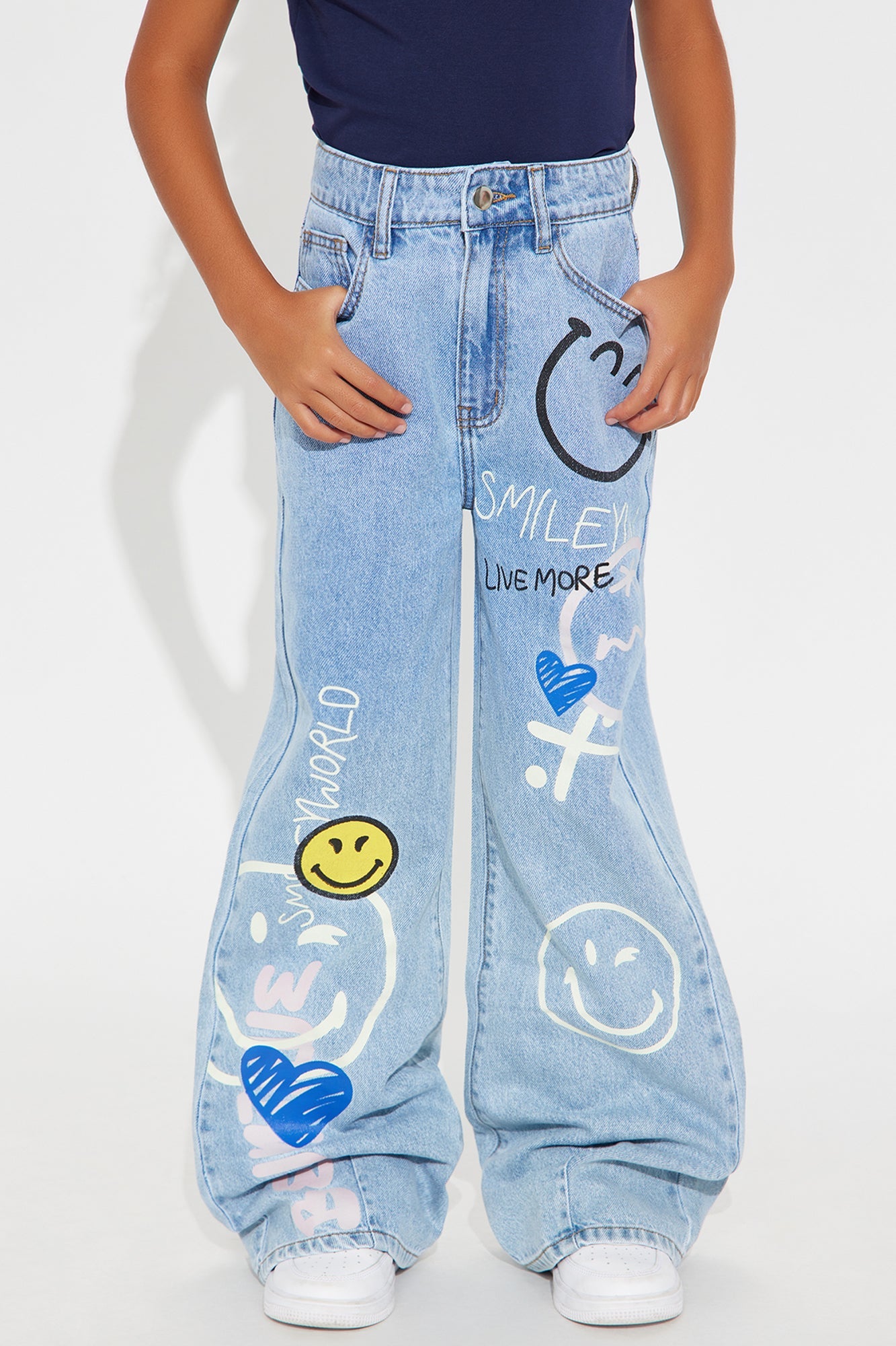 Mini Always Smiling Wide Leg Jeans - Medium Wash