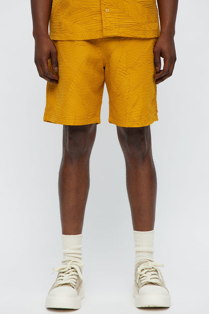 Ponce Textured Relaxed Shorts - Mustard