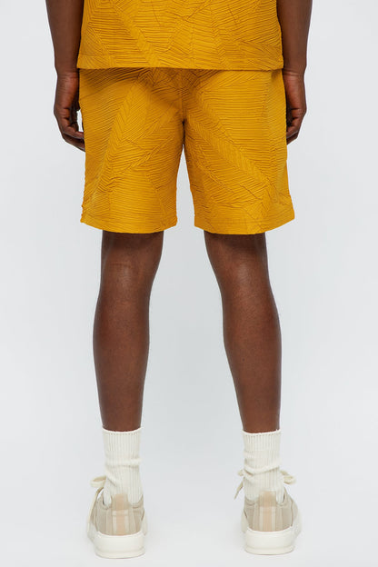 Ponce Textured Relaxed Shorts - Mustard