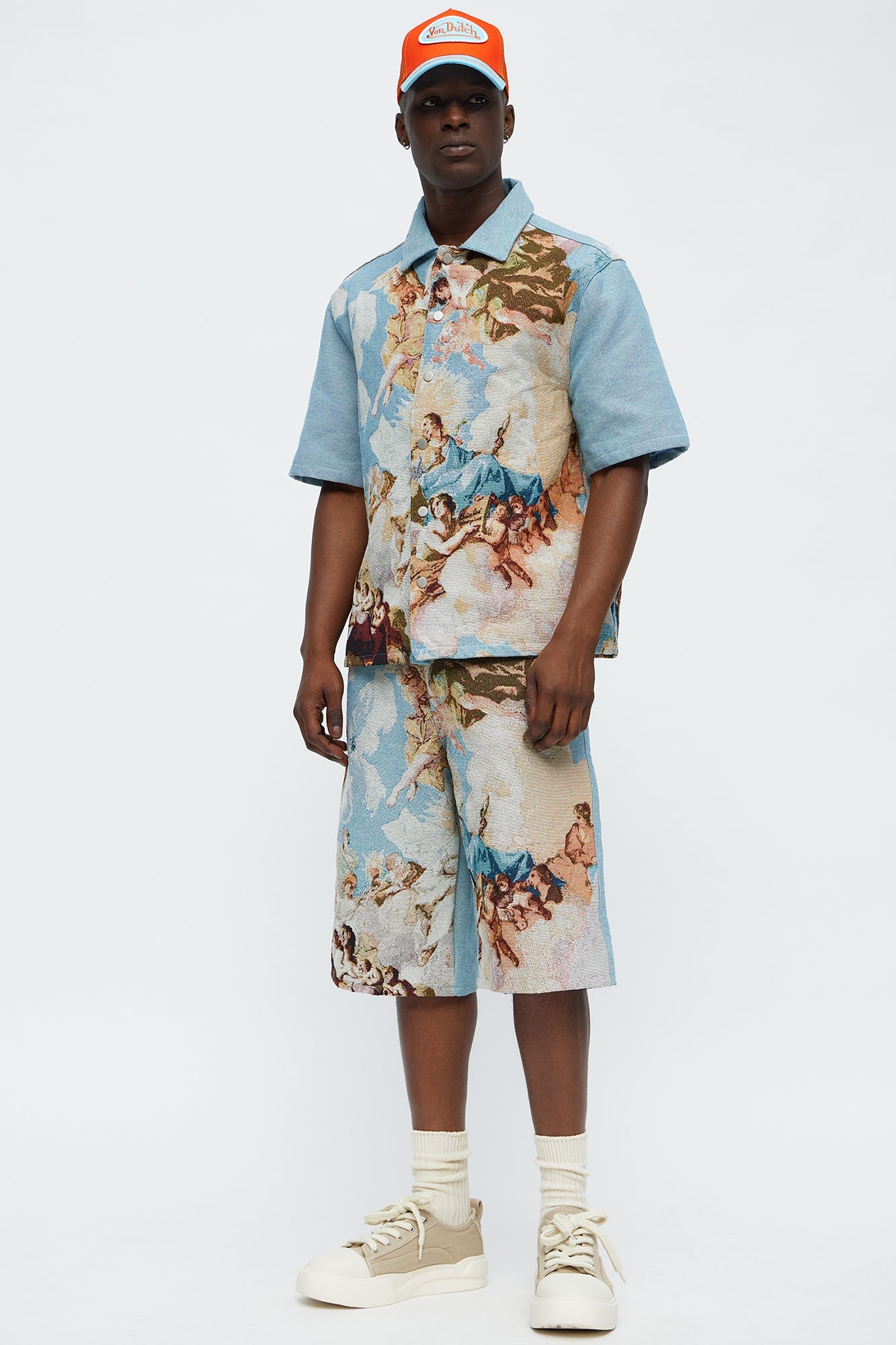 Baggy Angels Tapestry Short - Blue/combo