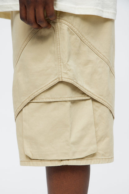 Baggy Hidden Lines Cargo Shorts - Tan