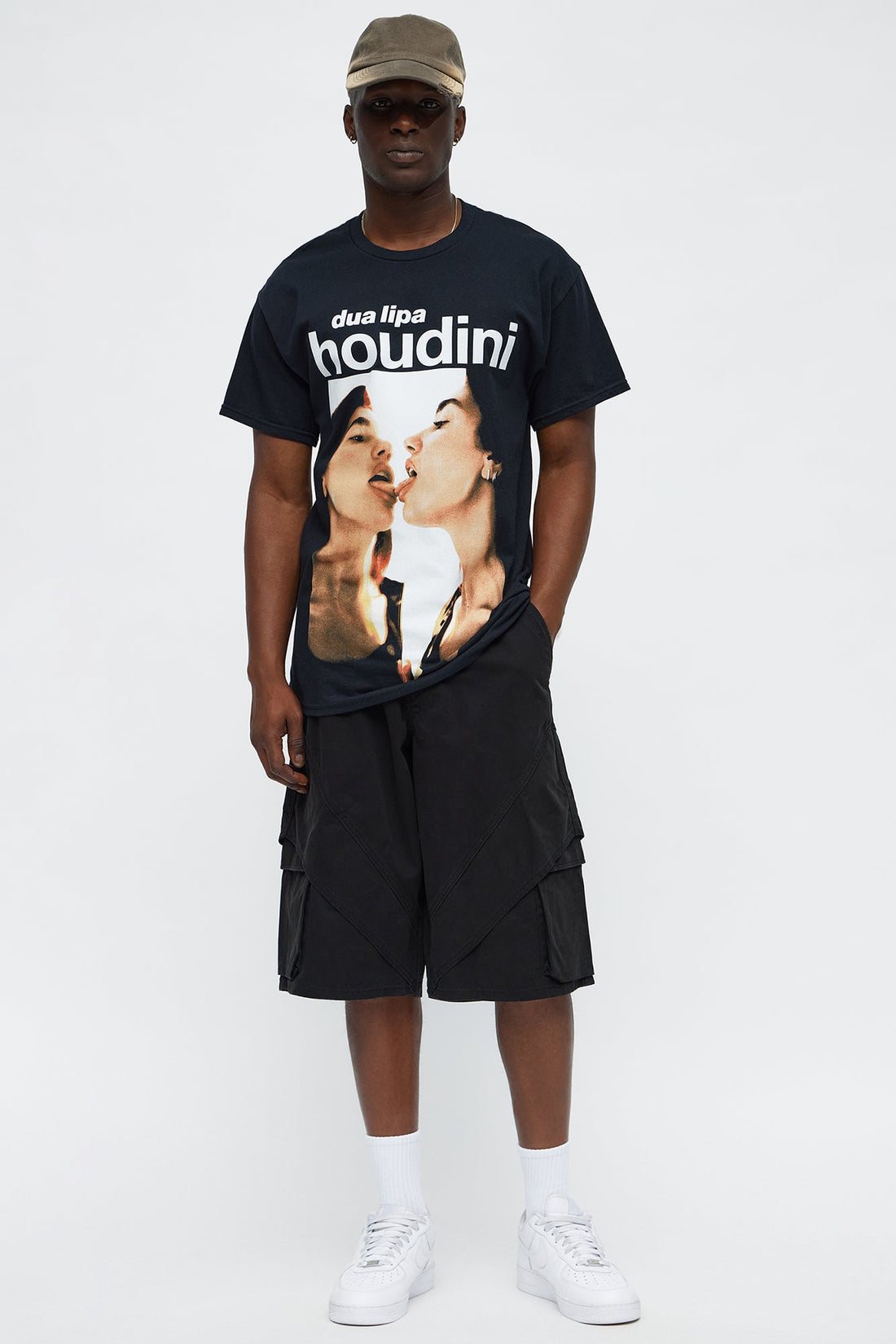 Baggy Hidden Lines Cargo Shorts - Black
