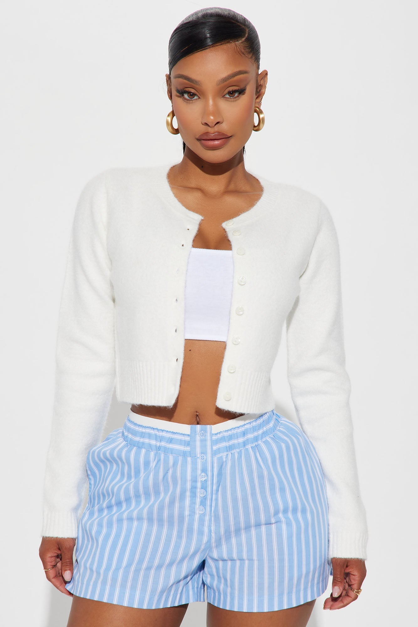 Sweet Sensation Cropped Cardigan - White