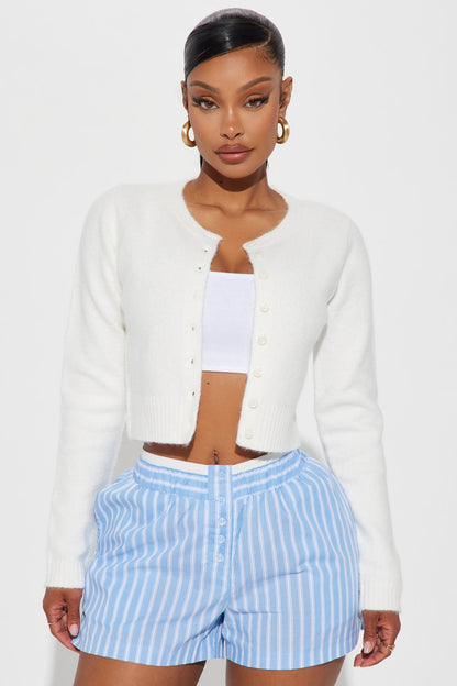 Sweet Sensation Cropped Cardigan - White