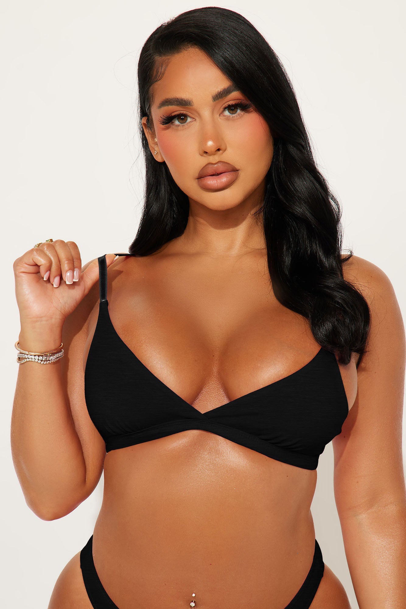 Nova Cotton Triangle Bralette - Black