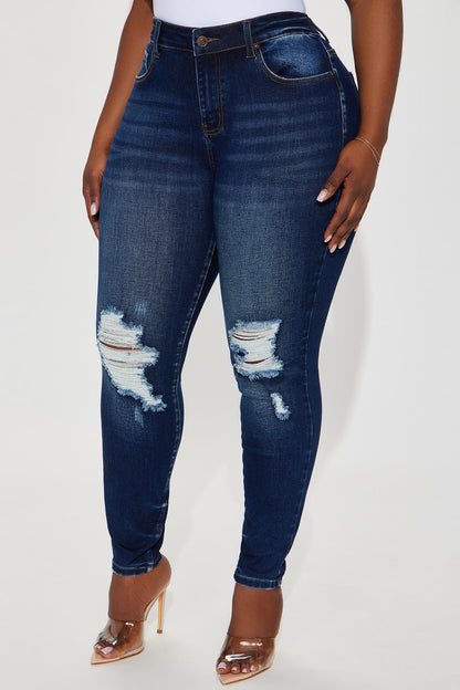 Kalisha Stretch Ripped Skinny Jeans - Dark Wash