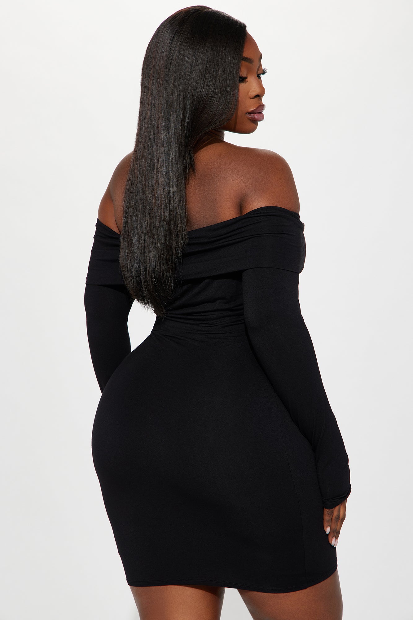 Look My Way Off Shoulder Mini Dress - Black