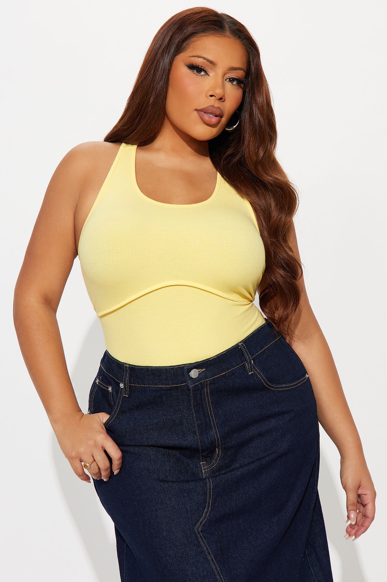 Arizona Ribbed Racerback Bodysuit - Butter Yellow