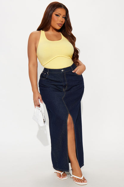 Arizona Ribbed Racerback Bodysuit - Butter Yellow
