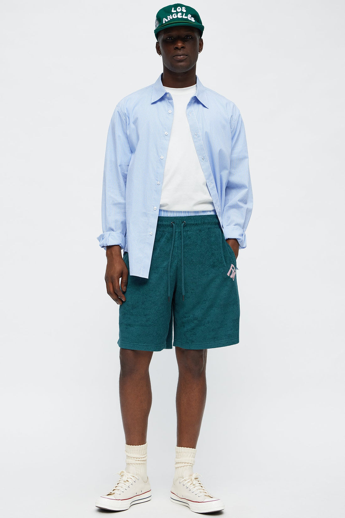Relaxed Chateau Terry Double Waistband Shorts - Teal/combo
