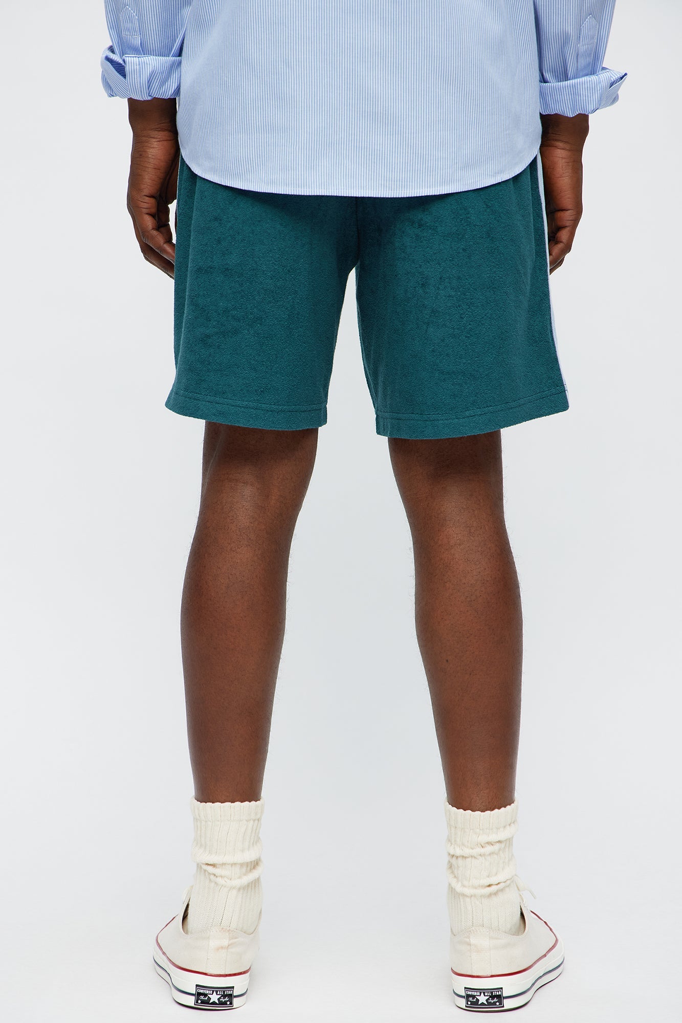 Relaxed Chateau Terry Double Waistband Shorts - Teal/combo
