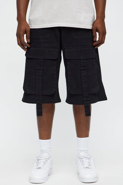 Baggy Oversized Pocket Cargo Shorts - Black