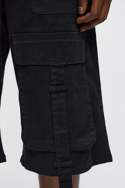 Baggy Oversized Pocket Cargo Shorts - Black