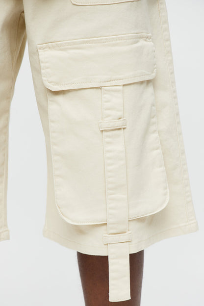 Baggy Oversized Pocket Cargo Shorts - Cream