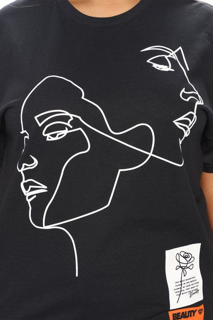 Twin Flame Graphic T-Shirt - Black