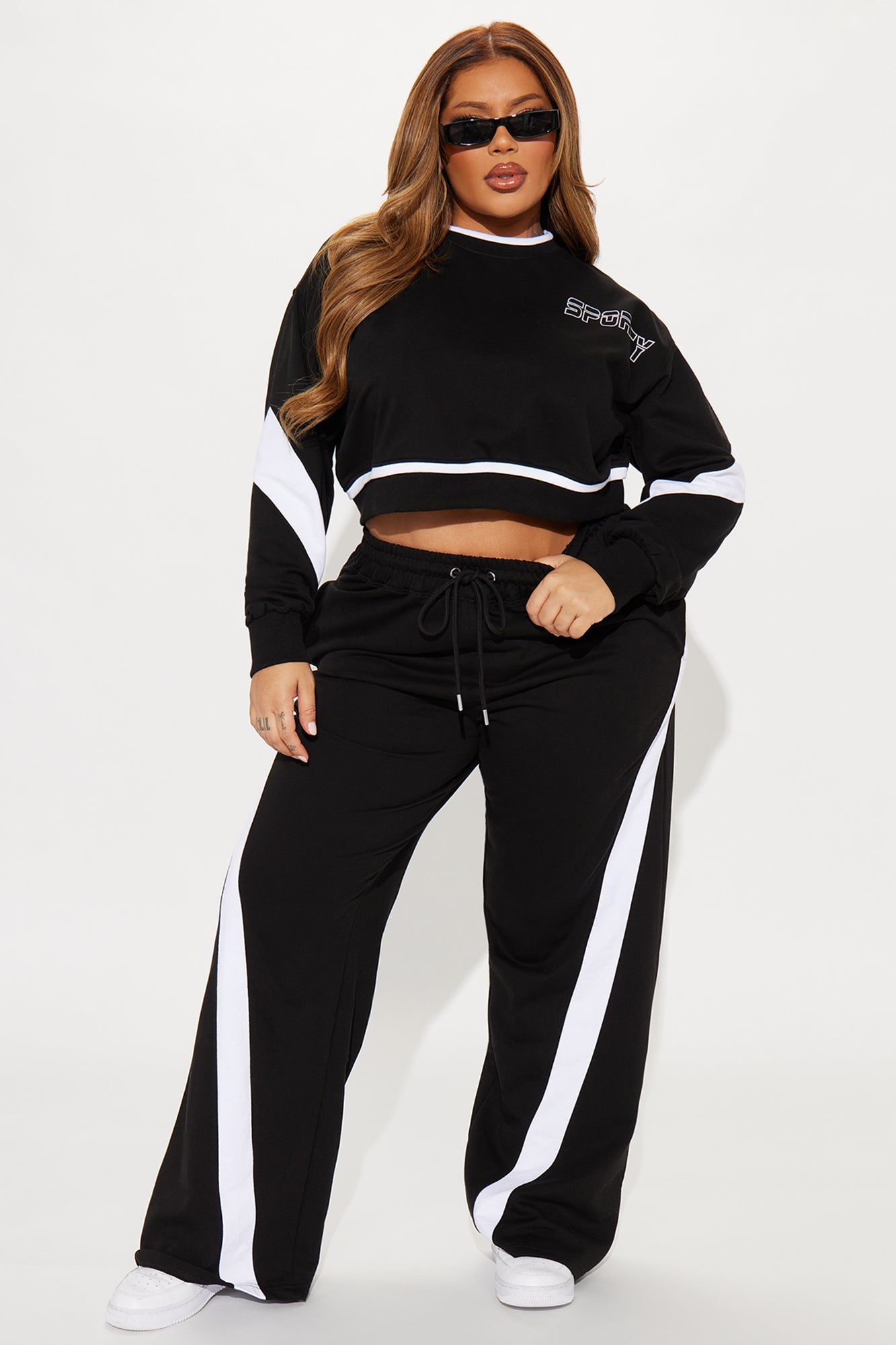 Sporty And Flirty Wide Leg Pant - Black/White