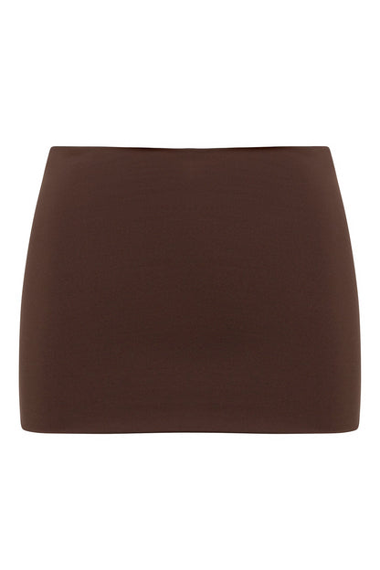 Contour Double Lined Mini Skirt - Chocolate