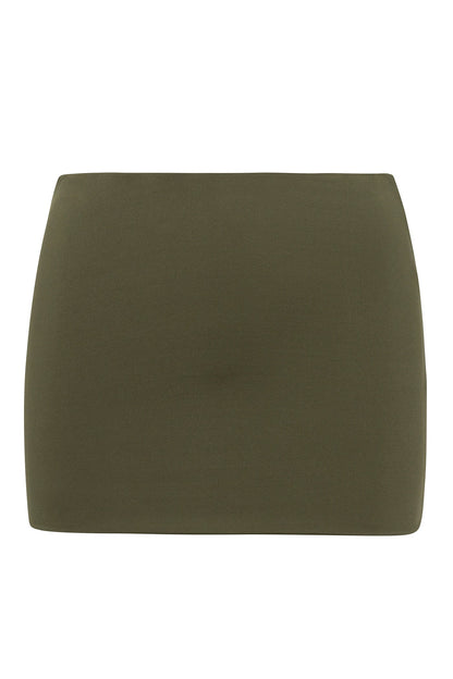 Contour Double Lined Mini Skirt - Military Green