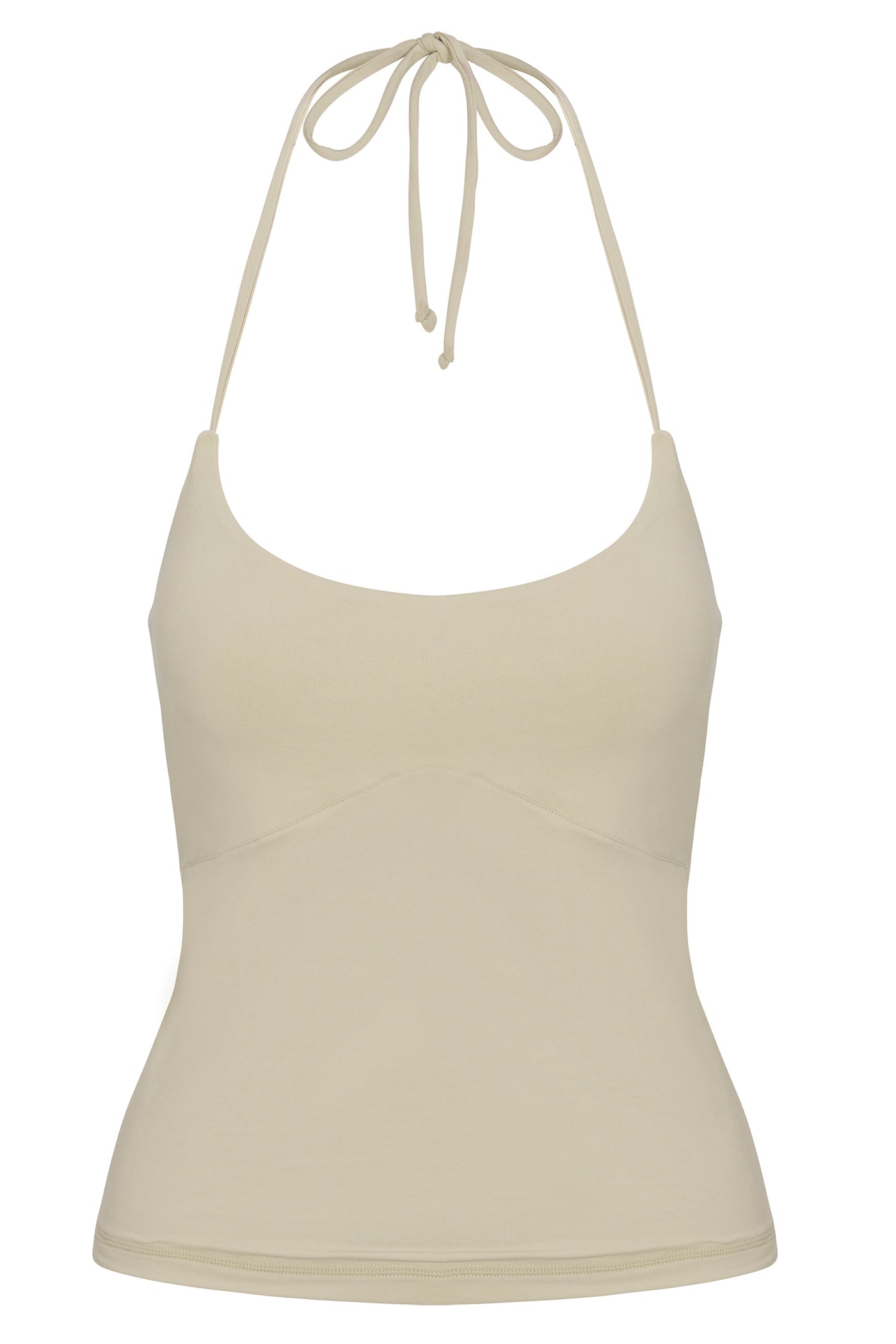 Second Skin Double Lined Cut Out Halter Top - Stone