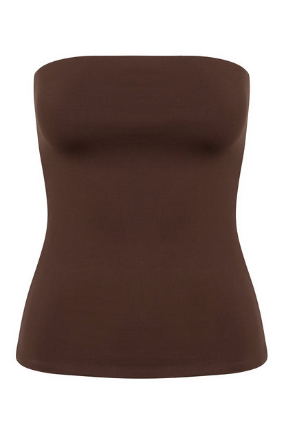Contour Double Lined Tube Top - Chocolate